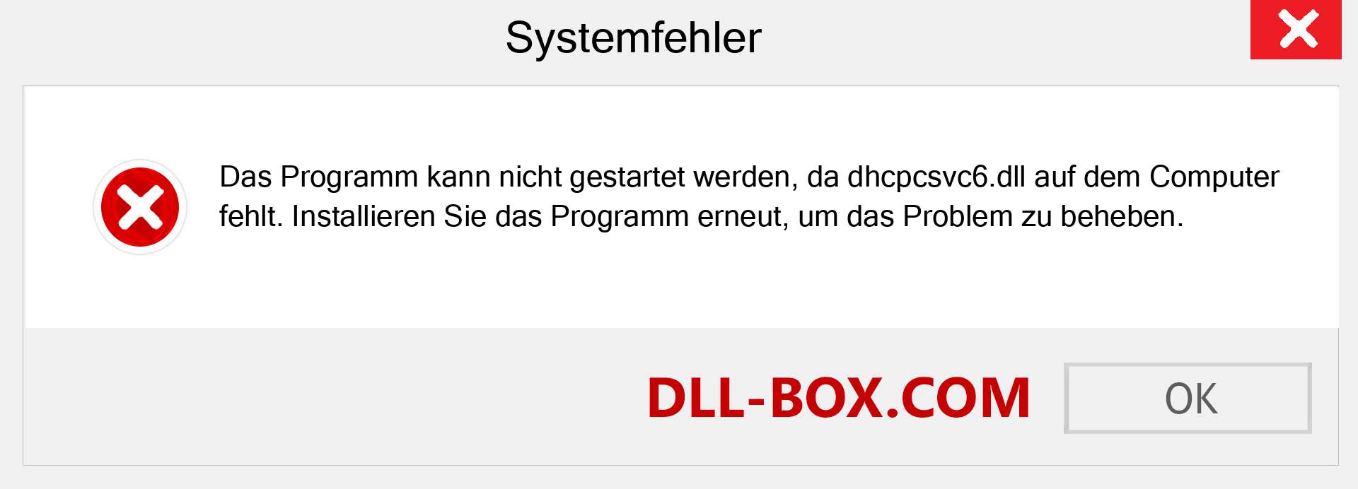 dhcpcsvc6.dll-Datei fehlt?. Download für Windows 7, 8, 10 - Fix dhcpcsvc6 dll Missing Error unter Windows, Fotos, Bildern